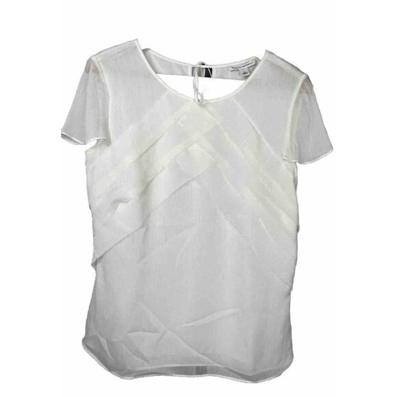 BANANA REPUBLIC Top Flutter Sleeve Blouse Sheer White Women‎ Small 4 Romantic - Picture 1 of 4